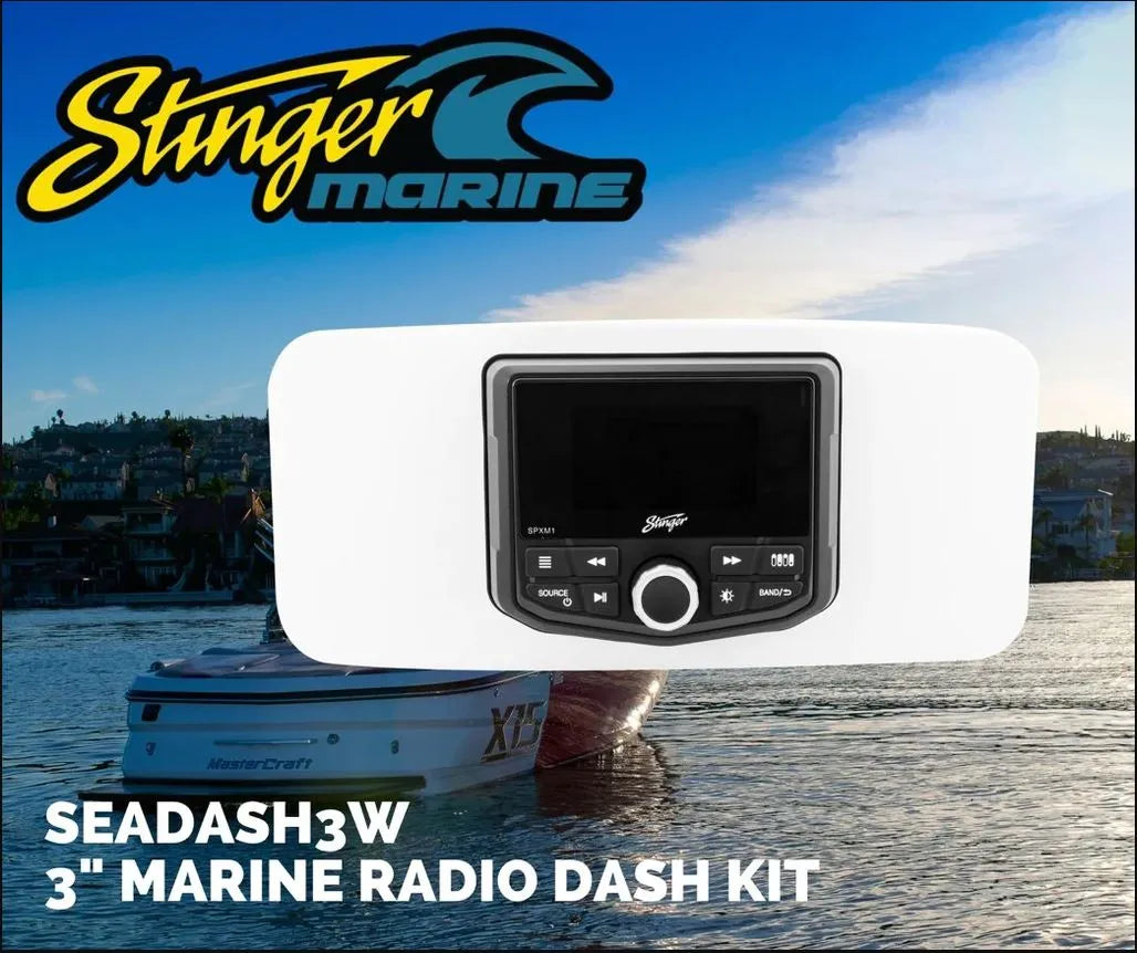 Universal Marine 3″ Radio Dash Kit – White